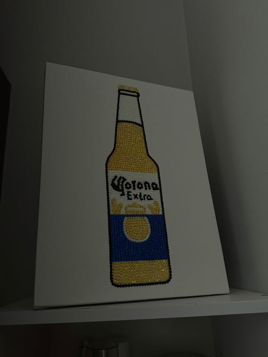 Corona beer bottle gem canvas
