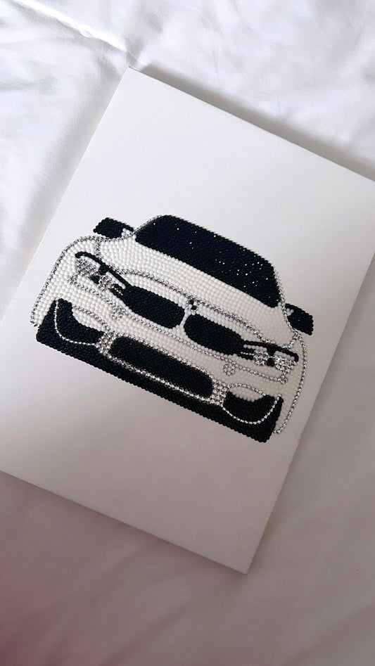 White and black bmw car gem canvas