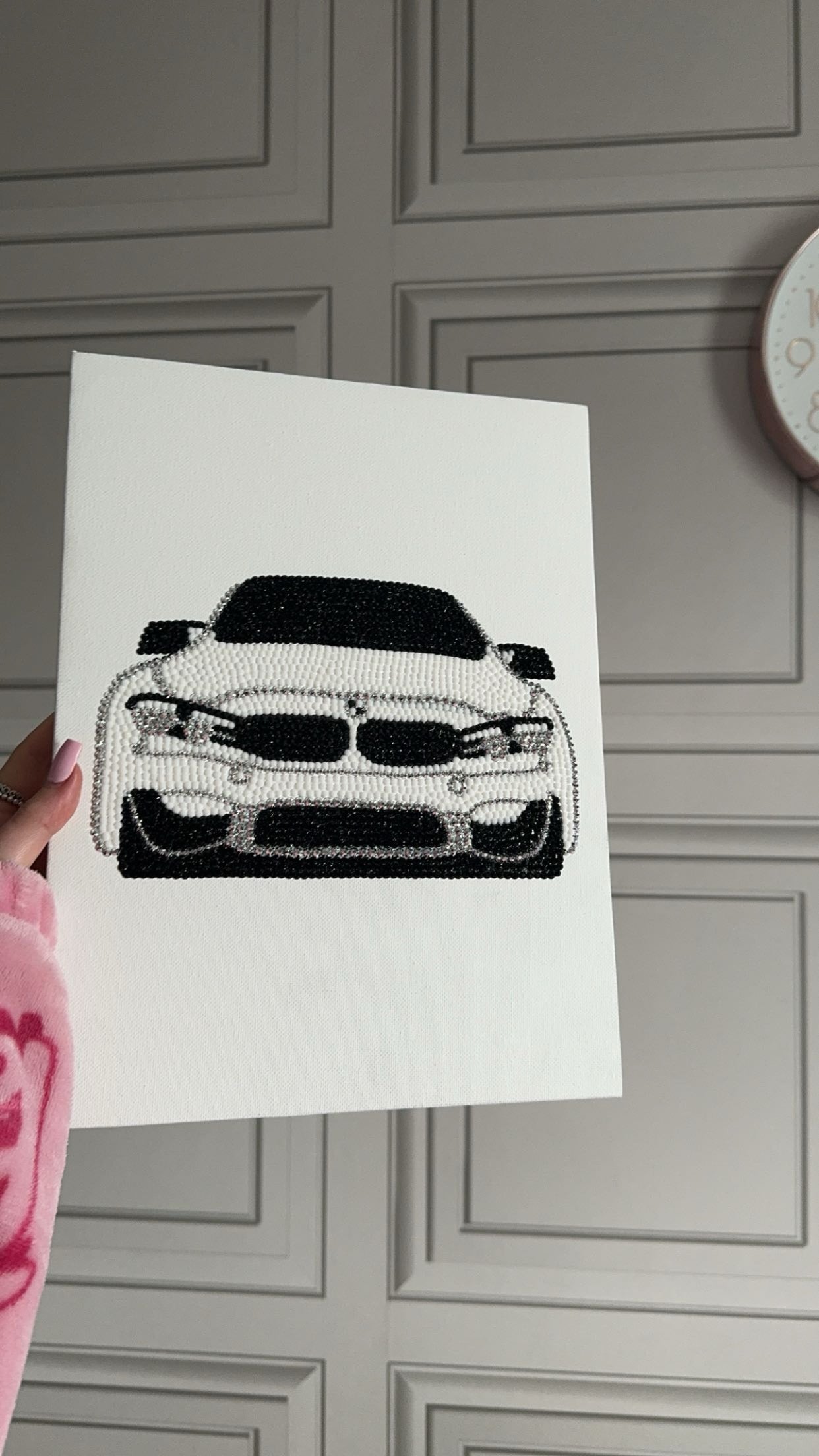 White and black bmw car gem canvas