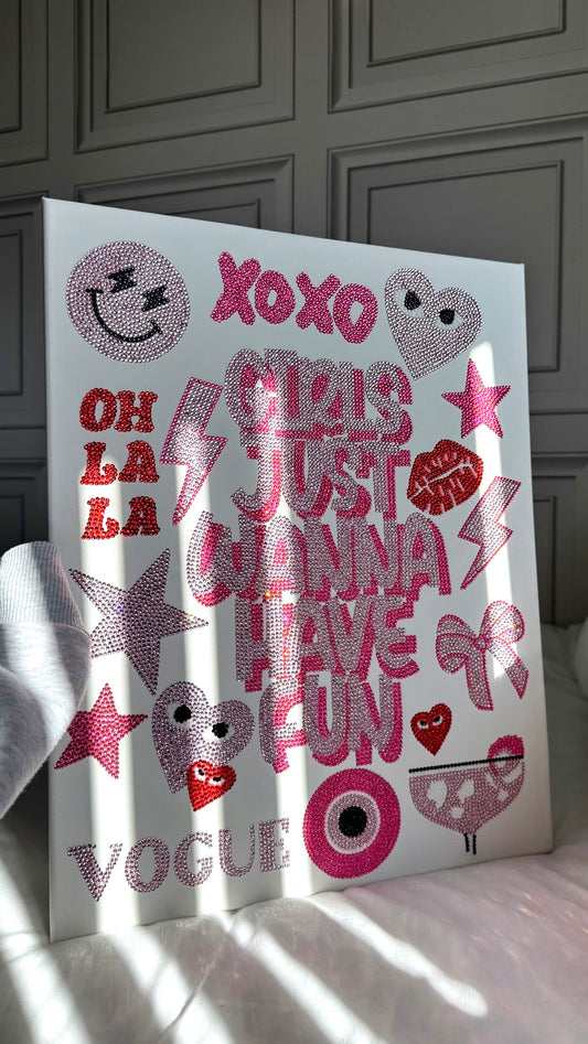 Girls just wanna have fun gem canvas