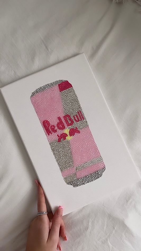 Pink redbull can gem canvas