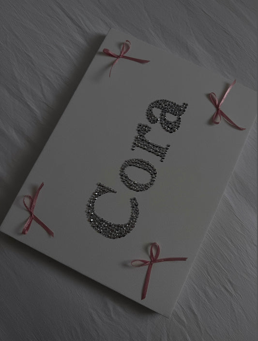 Customised name gem canvas with bows