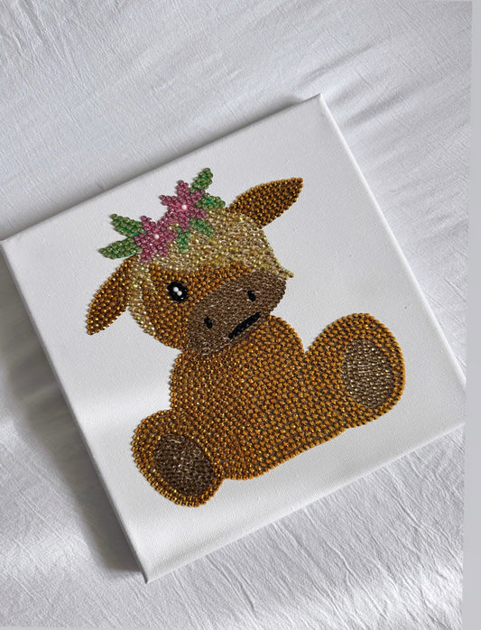 Highland cow gem canvas
