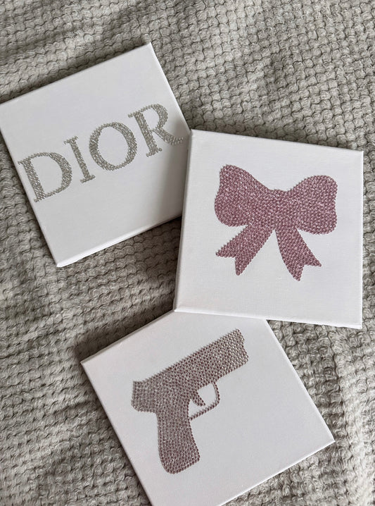 silver and pink trio