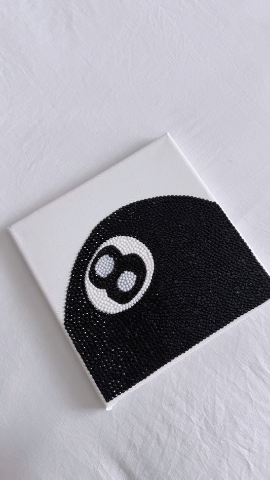 Black 8 ball gem canvas