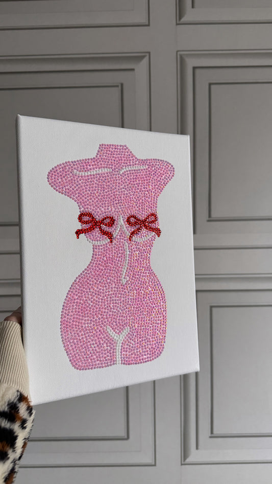 Pink bow body canvas