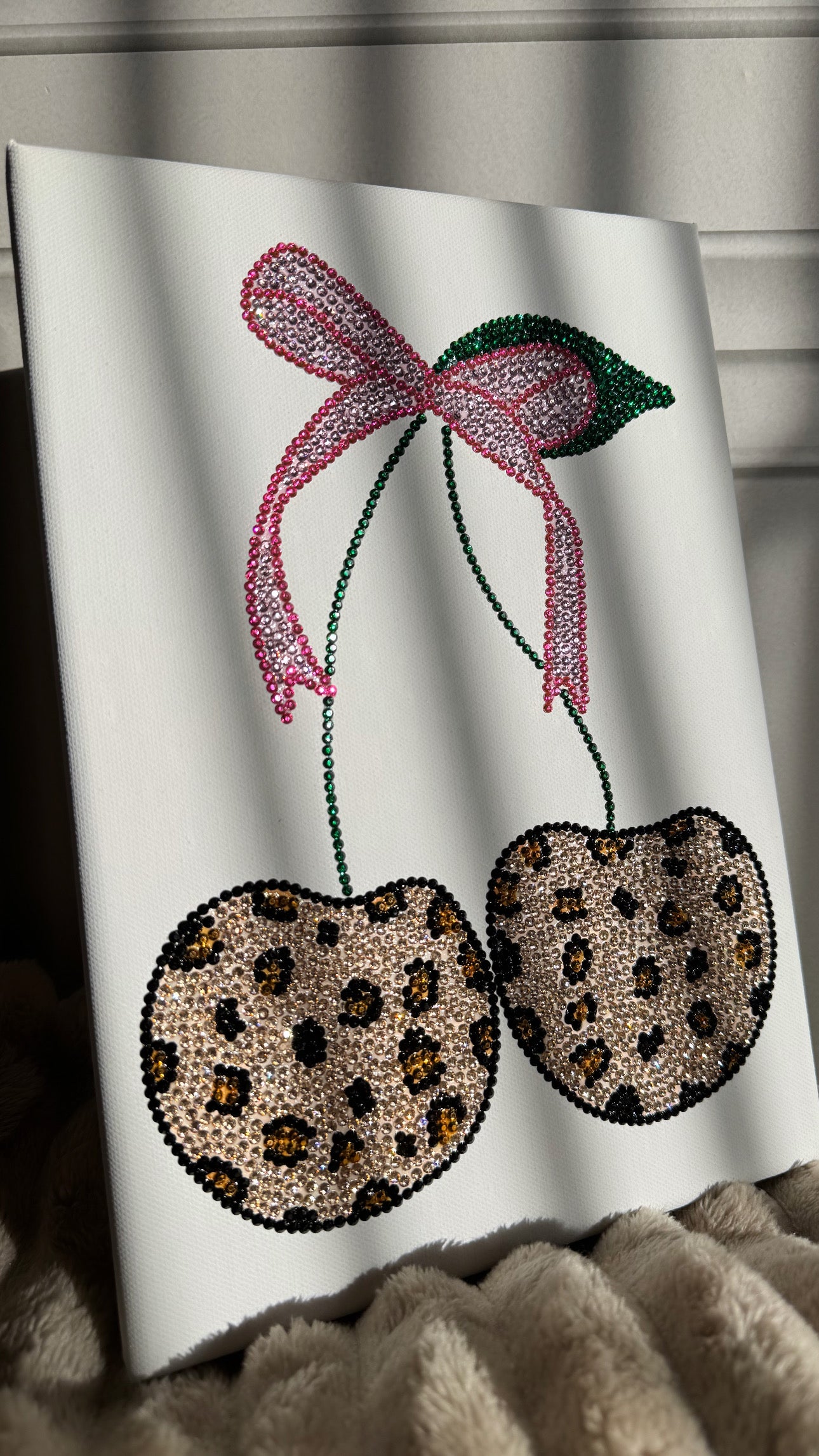 Leopard print cherry gem canvas