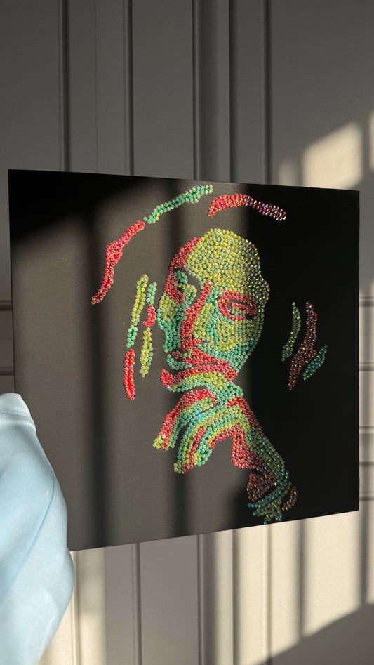 Bob Marley gem canvas panel