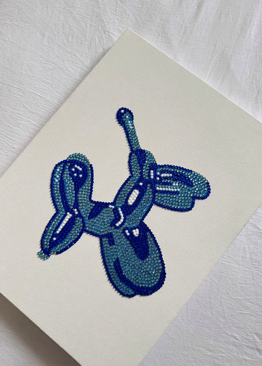 Blue balloon dog gem canvas