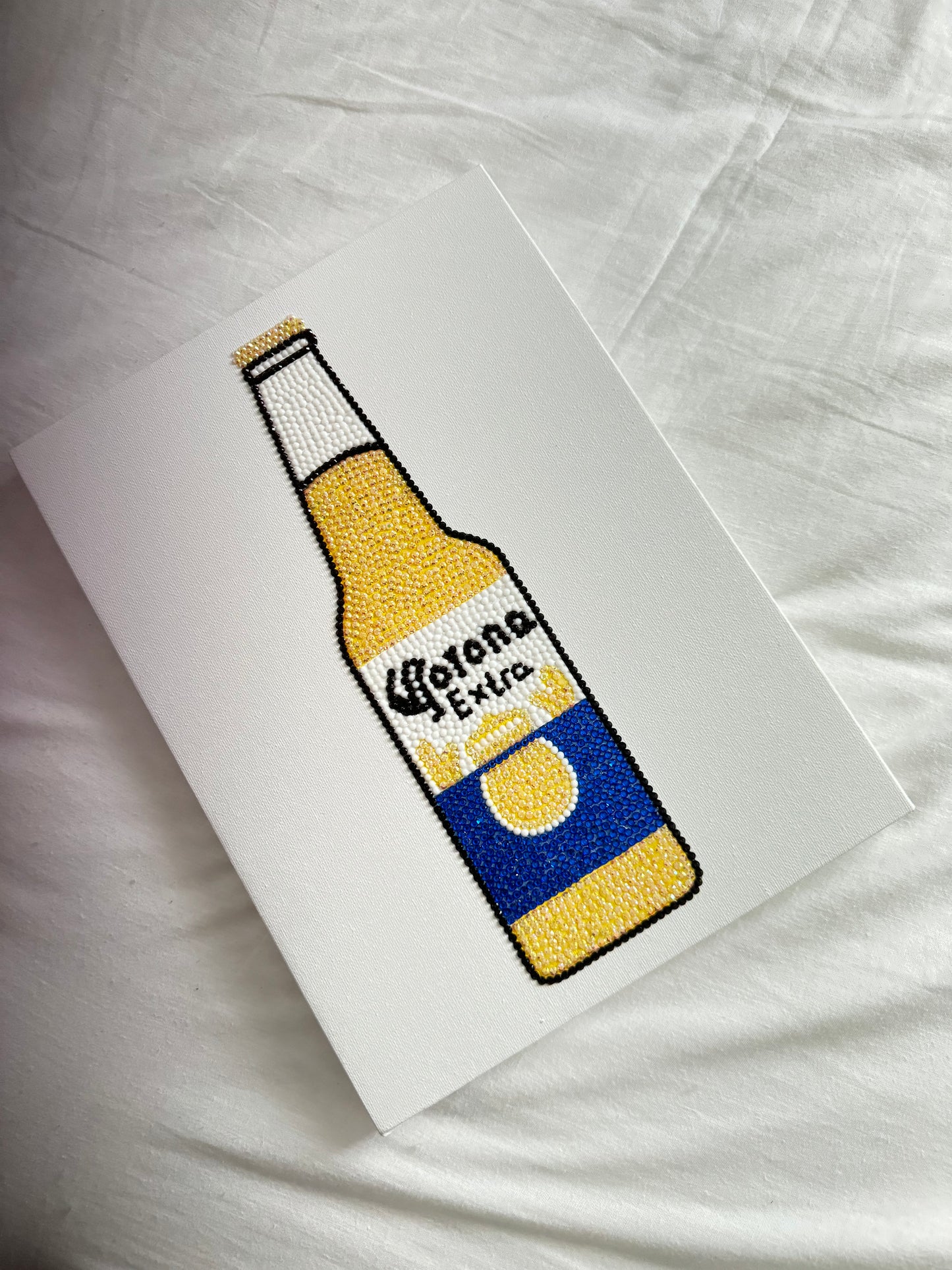 Corona beer bottle gem canvas