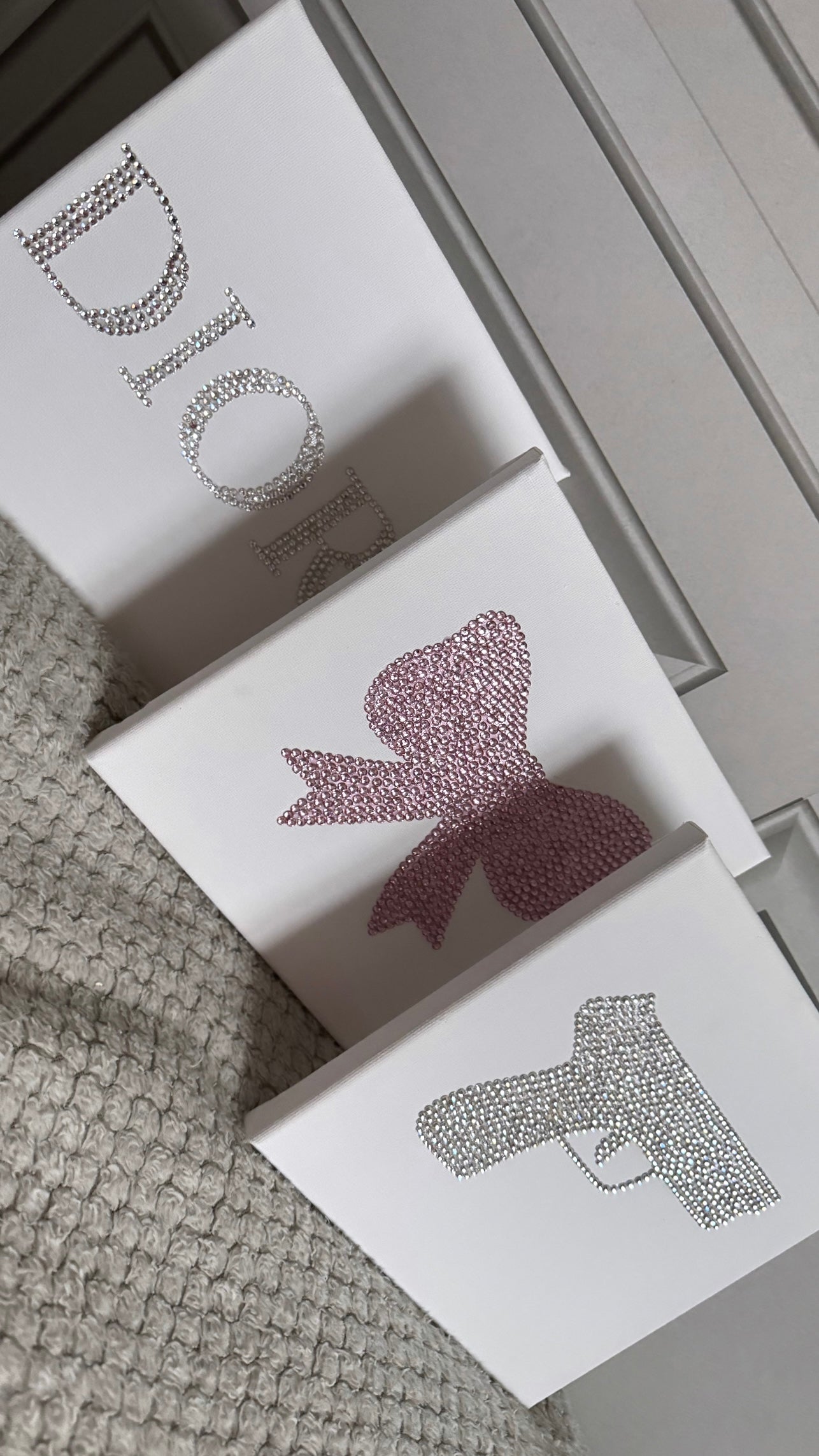 silver and pink trio