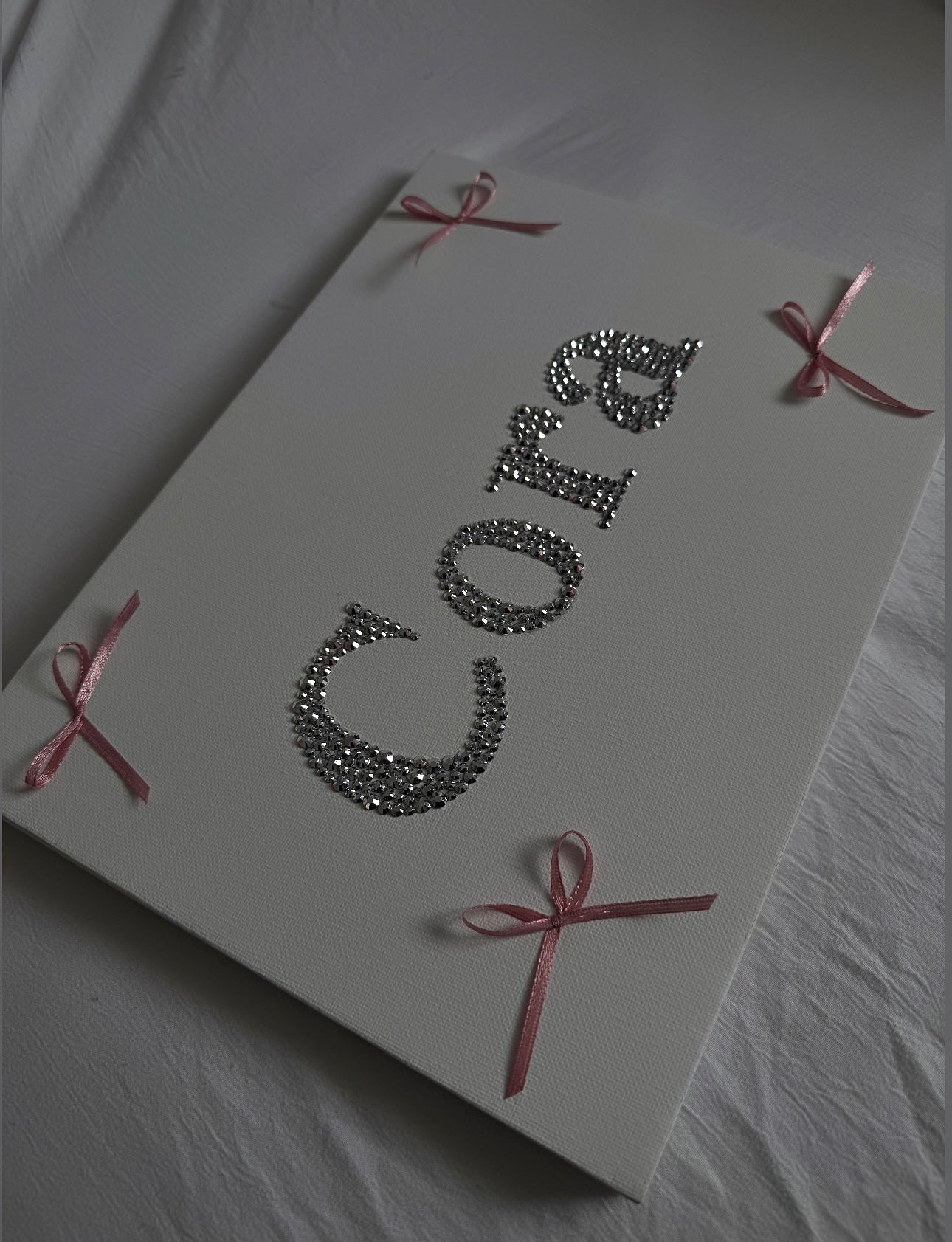 Customised name gem canvas with bows