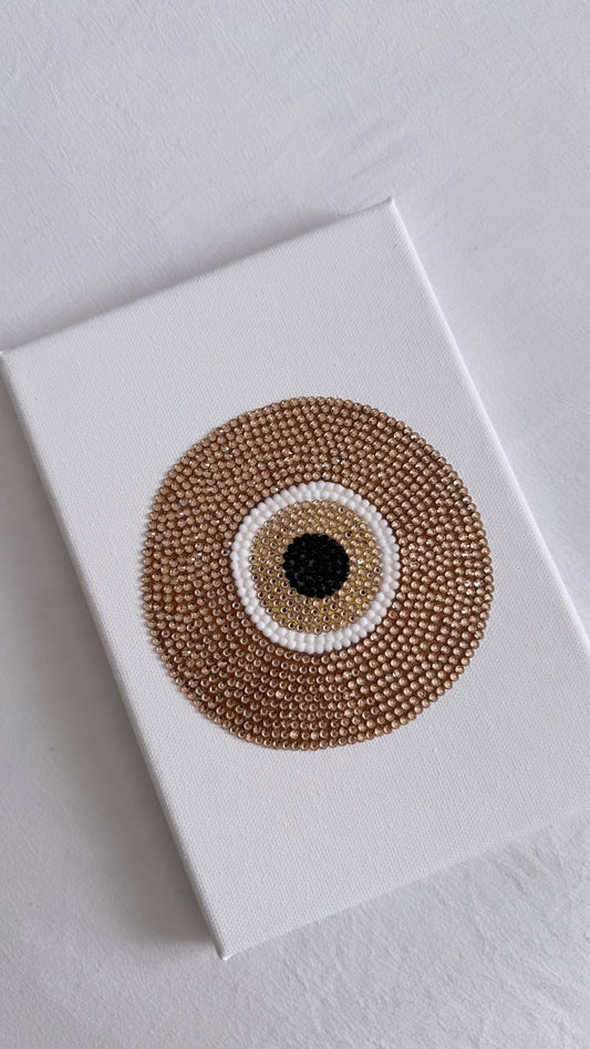 Beige evil eye gem canvas
